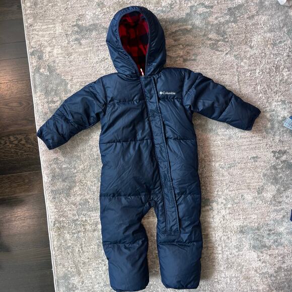 Columbia Snuggly Bunny Bunting Down Snow Suit Navy 18-24 Months - Picture 10 of 11